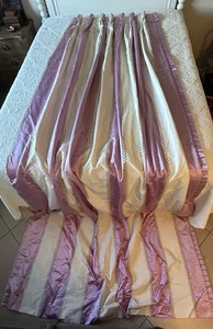 DREAMY Custom Drapery Panel 138”L Embroidery Pleated Side Ruffle Double Lined - Picture 1 of 9