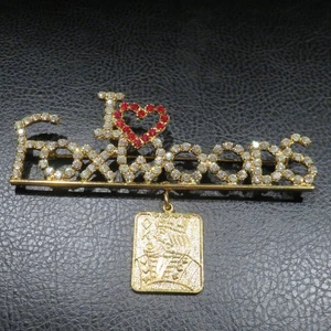 i love Foxwoods casino custom rhinestone pin Swarovski crystals vintage USA - Picture 1 of 8