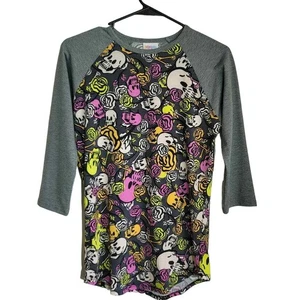 Camiseta Lularoe RANDY Ragland Manga 3/4 Rosas Halloween Calavera XS NUEVA CON ETIQUETAS - Imagen 1 de 3