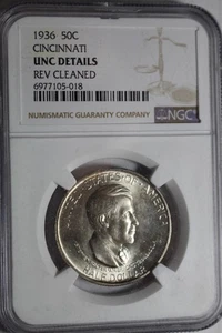 1936 50c Cincinnati Music Center Half Dollar NGC UNC Details - Picture 1 of 8