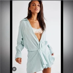 ๐ Free People โ Tara Twist Mini Dress โ Sea Washed โ Size M ๐ - Picture 1 of 11