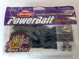 Berkley PowerBait MaxScent 4" Creature Hawg Fishing Lure 8/pk Black Blue Fleck - Picture 1 of 3