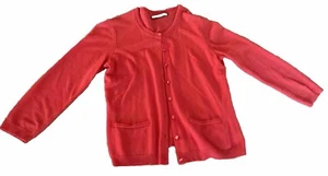 David Lawrence Women’s Red Knit Cardigan Sweater Jacket Size S Small 10 Pockets - Picture 1 of 15