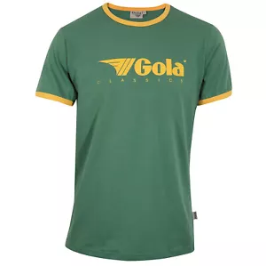 Gola Mens Green/Gold Retro Ringer T Shirt - Picture 1 of 5