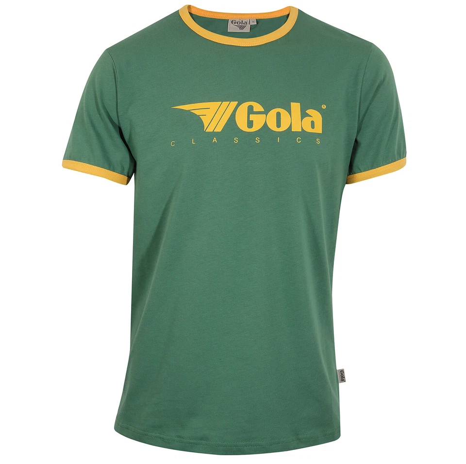 Camiseta retro con timbre verde/dorado Gola para hombre Foto 1 de 4