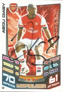 ABOU DIABY SIGNIERTES ARSENAL 2012/2013 MATCH ATTAX HANDELSKARTE + COA - Bild 1 von 1