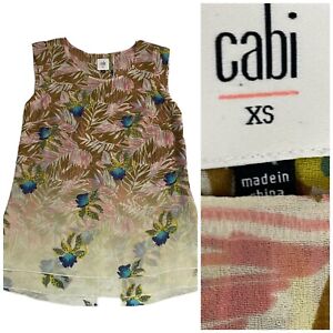 CAbi Parlor Top Womens XS #5216 Tropical Orchid Layered Work Office Casual