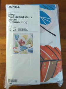 Ikea Jonill Colorful Leaves (3pc) King Duvet Set 303.042.55 Wessblad 100% Cotton - Picture 1 of 4