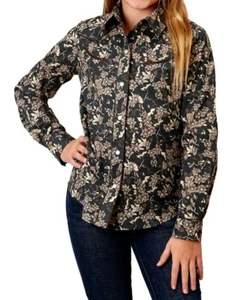 Roper Western Shirt Girls L/S Dark Floral Black 01-080-0086-0709 BL - Picture 1 of 2