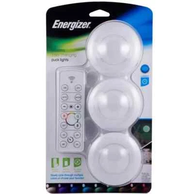 Energizer 3 Pack Wireless LED Color-Changing Puck Lights No Wiring Needed NEW - Image 1 of 4