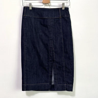 Falda Lápiz Denim Azul Mercado Negro Casa Blanca Talla 2 Cremallera Moda Fiesta Jean Foto 1 de 4