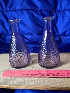 Set of 2 6" Tall Glass with Pebbled Texture Purple Bottles/Vases - Pre-owned - Picture 1 of 8