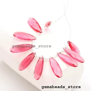 Pietra Preziosa Tormalina Rosa Idro Quarzo Briolette Sfaccettata 30x10MM 5 Paia Match - Foto 1 di 8