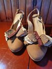 ISAKIRIS MALLAS SLING BACK SHOES BROWN TEXTILE  UPPER /LEATHER LINING&SOLES S 38