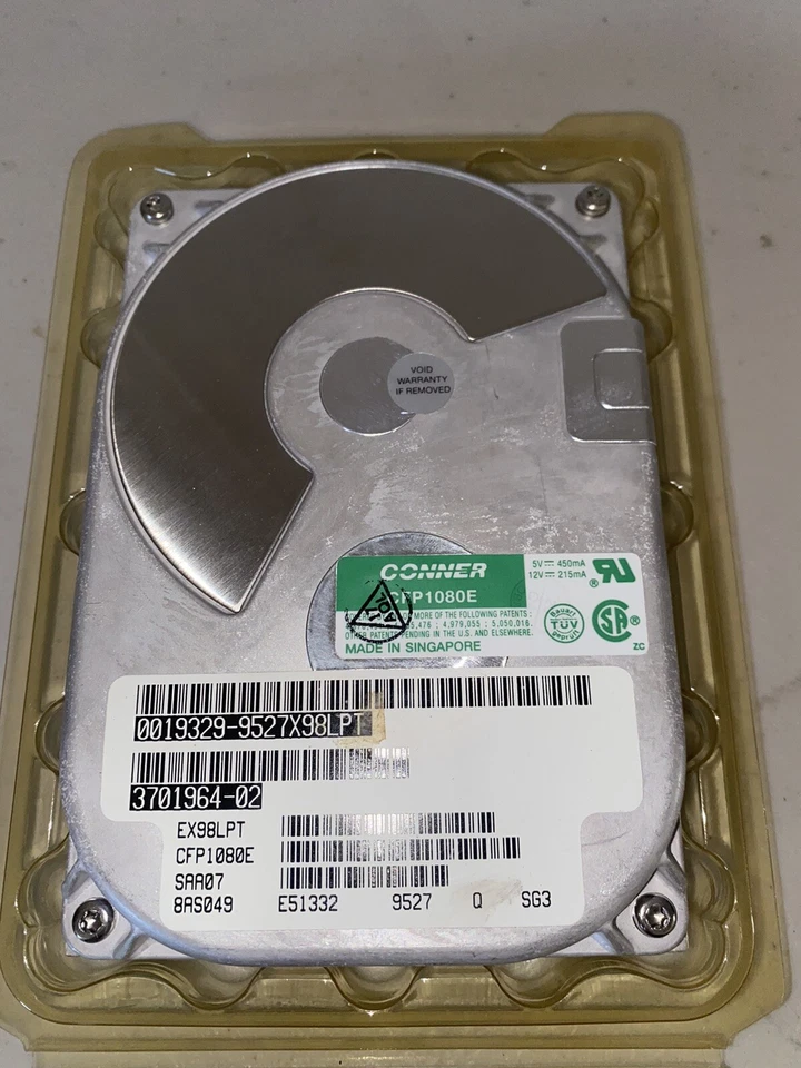 CONNER CFP1080E HARD DRIVE 3701964-02 0019329-9527X98LPT Conner Drive - Image 1 of 4