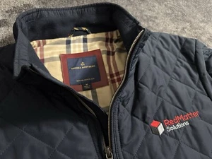 Brooks Brothers Jacket Men Medium Blue Solid Plaid lined Bomber Golf Full Zip - Picture 1 of 16
