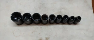 Stecknuss 9 Tlg. Set 9-27 mm. 1/2". Material: Chrome-Vanadium. Farbe: Schwarz. - Bild 1 von 9