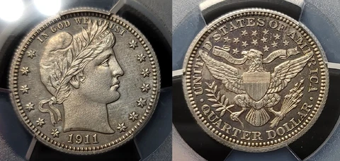 1911 Proof Barber Quarter 25c PCGS PR 62 Cover