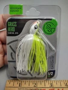 NEW Googan Squad Grass Hero Swim Jig 1/2 Oz Chartreuse White - Picture 1 of 2