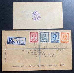 1947 Gwelo Rhodesia First Day Registered Cover FDC Peace Issue Stamp - Picture 1 of 4