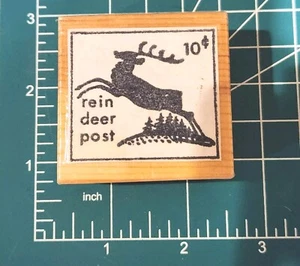 Vintage Reindeer Postage Stamp 10¢ Christmas Rubber Stamp Comb Ship B9  - Picture 1 of 6
