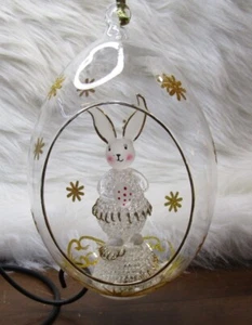 Sorelle Easter Egg Shaped Ornament "Glass Bunny" Large - Picture 1 of 3