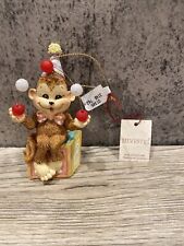 Vintage Silvestri Ornament Handcrafted Monkey On A Block From Younkers