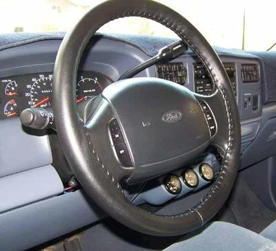 CHARCOAL Leather Steering Wheel Cover Ford Fusion Wheelskins 14 3/4 X 4 - Image 1 of 4