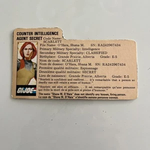 1983 GI JOE ARAH COUNTER INTELLIGENCE *SCARLETT* PEACH FILE CARD - Picture 1 of 2