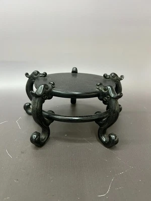 Chinese Vase Stand Base Vintage Carved Rosewood - Image 1 of 4