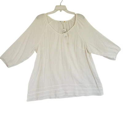 C&C California Shirt Womens Plus Size 22/24 White V Neck Blouse Cotton Top New - Image 1 of 4