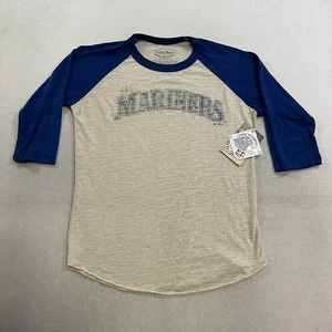 Seattle Mariners Shirt Adult Medium Majestic Threads Raglan Sleeve Scoop Bottom - Picture 1 of 11