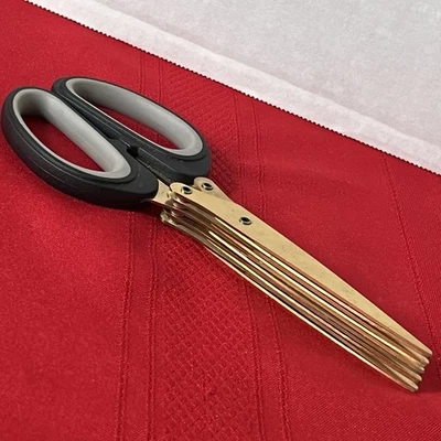 Titanium Coated Shredding Scissors 5 Blades Non-slip Handles Herbs Paper Crafts - Imagem 1 de 4