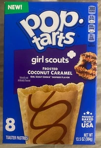 NEW KELLOGG’S GIRL SCOUTS FROSTED COCONUT CARAMEL POP TARTS 8 TOASTER PASTRIES - Picture 1 of 3