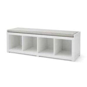 Entryway Aufbewahrungsbank 4 Würfel Regale Kissen Schuhe Rucksäcke weiß Organizer - Bild 1 von 4