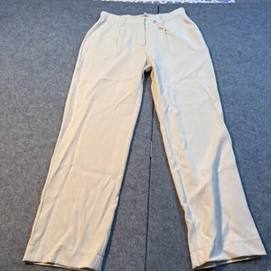 Max Studio Pants Womens Medium Paper Mid Rise Straight Leg Pockets Elastic Waist - Picture 1 of 6