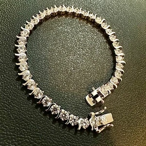 Charms Tennis Bracelet for Women 18K White Gold Plated 7.5 inch Free shipping - Picture 1 of 10