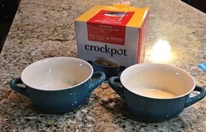 Crock-Pot 30 oz. Stoneware Soup Bowl Set - Teal (2-Pack) - Picture 1 of 11