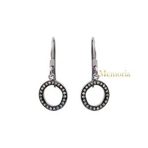 925 Sterling Silver Natural Diamond Circle Shaped Dangle/Drop Earrings Gift - Picture 1 of 3