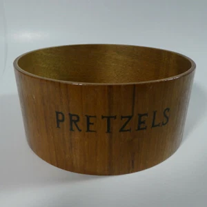 Vtg. MCM Nesting Snack Teak Wood Bowls Pretzels Made in Japan - Picture 1 of 9