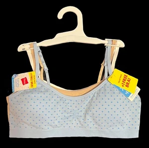 NEW Hanes Girl's Training Bras (3 Pack) Padded Adjustable - Blue, Beige, & White - Picture 1 of 1