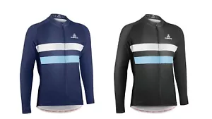 Men’s Cycling Bike Jersey Fleeced Long Sleeve Full Zip by Ceroti - Black or Blue - Picture 1 of 13