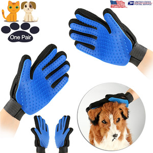 Pet Dog Cat Grooming Gloves Hair Fur Remover Bathing Shedding Massage one Pair