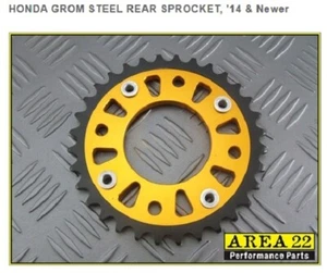 Honda Grom Monkey 34T Rear Sprocket, Gold 34 Teeth, Area 22, Fits 2014-2023 - Picture 1 of 2