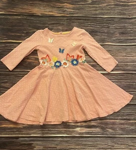 Mini Boden  Girl’s Size 9-10 Y Long Sleeve Pink   Polka Dot/Floral Dress - Picture 1 of 8