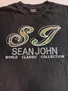 Sean John Collection T Shirt Mens 2XL Black Crew Neck Short Sleeve 100% Cotton - Picture 1 of 8