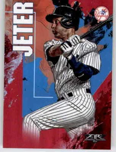 2019 Fire Red Flame Foil Derek Jeter Insert Parallel Refractor Yankees #62 - Picture 1 of 2