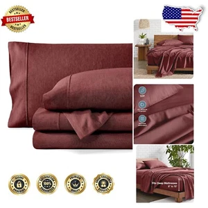 3-Piece Twin XL Microfiber Sheet Set - All-Season Comfort in Heathered Rose - Picture 1 of 10