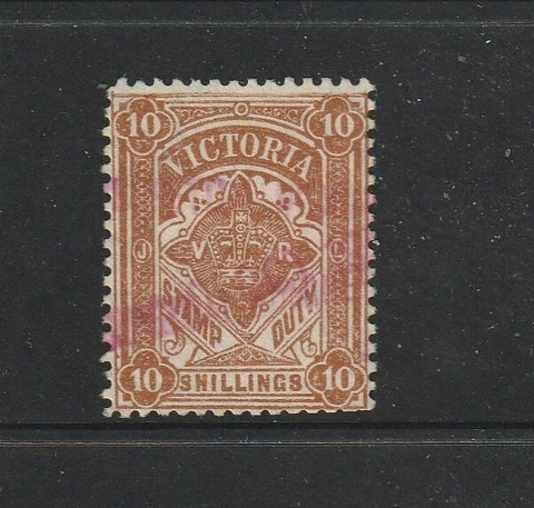 STAMPS VICTORIA  1879===   10/-  BROWN  STAMP DUTY  LIGHT FISCAL CANCEL Cover