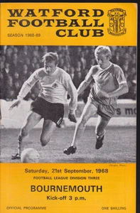 Watford V Bournemouth 1968/69 21-09-1968 División 3 - Imagen 1 de 1